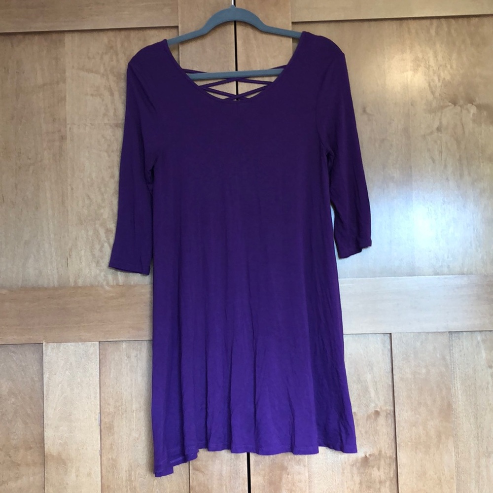 3/4 sleeve purple dress